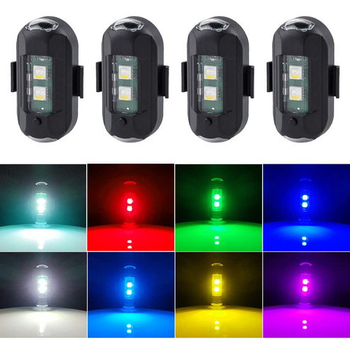 Lecart 4pcs Led Aircraft Strobe Lights Recargable Mini Led L