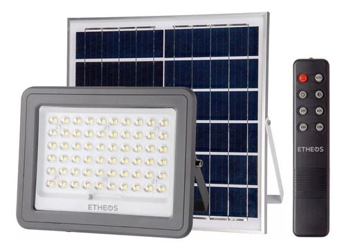 Reflector Led 60 W Con Panel Solar Etheos Control Luz Fría