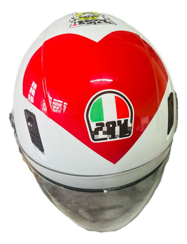 Capacete Moto Personalizado Adesivado Fw3 Coração Heart