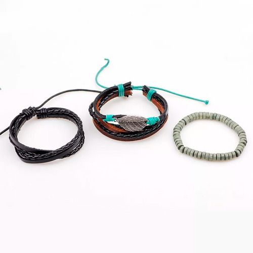 Imagen 3 de 4 de Set De 3 Pulseras Con Pluma