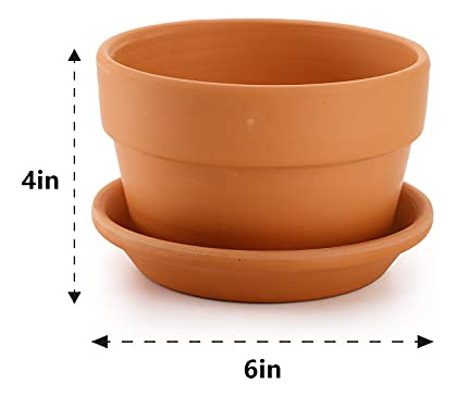 Conjunto De 4 Macetas Terracota Con Platillos, Maceta 15 Cm,