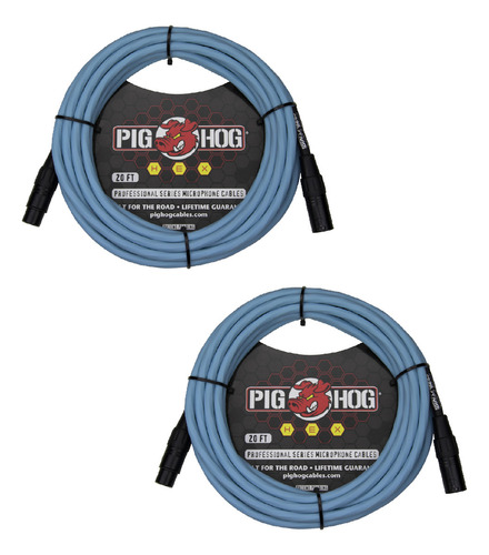 2 Cables Para Microfono 6 Metros Xlr-xlr Pig Hog Phmh20db