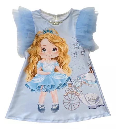 Vestido Menina Princesa Azul