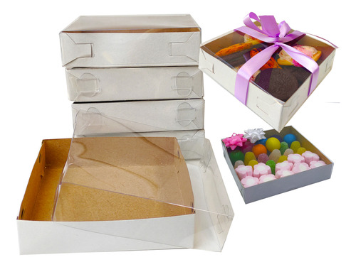 25 Caja Transparente / Blanca 11x11x3 Cms Mod. 1650