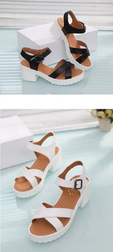 Sandalias Con Tacón Inclinado Y Hebilla Para Mujer, Talla Gr