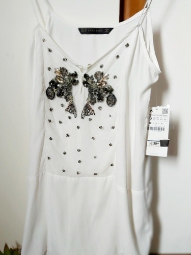 Musculosa Top Fiesta Bordada Zara C/ Etiqueta Talle Xs