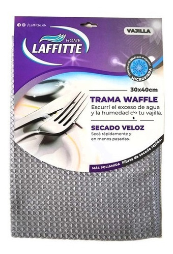 Paño Microfibra Waffle Para Vajilla Aj44h Calidad Laffitte