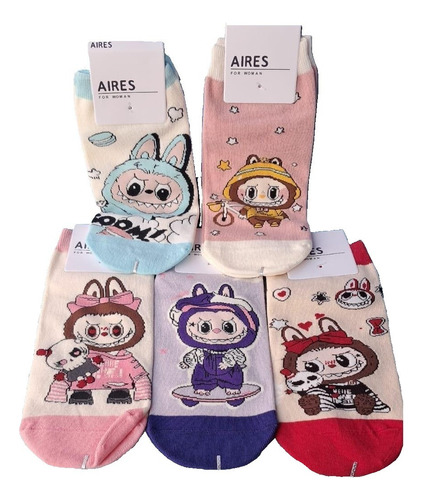Calcetas Calcetines 5 Pares Multicolor Labubu Unitalla