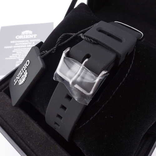 Correa japonesa Orient Automatic M-force Divers Sapphire RA-AC0L03B00b, bisel negro, fondo gris oscuro