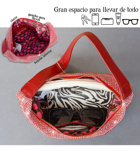 Bolsa Hobo Nicole Lee Celestia De Fiesta Fw23 Color Rojo