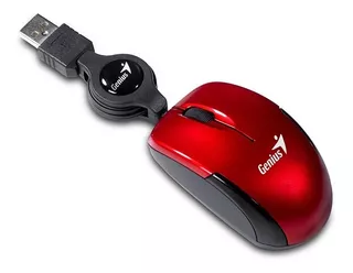 OUTLET MOUSE MINI GENIUS MICRO TRAVELLER RETRACT RUBY ROJO