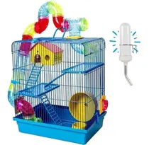 Comprar Gaiola Com Casinha E Tubo Para Hamster 3 Andares + Bebedouro