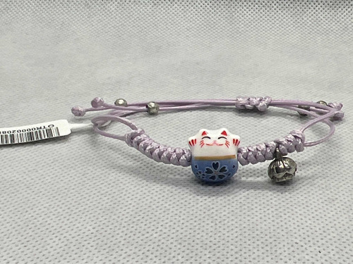 Pulsera De La Fortuna De Gato Chino Hilo Dije Cerámica