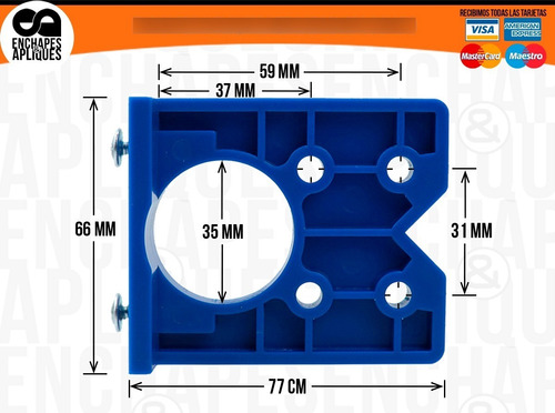 Imagen 2 de 3 de Plantilla Instalación Bisagras Cazuela 35mm (iva Incluido)