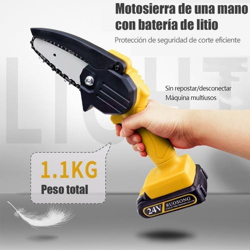 Imagen 2 de 7 de Motosierra Eléctrica Inalambrica Mini Portátil Con 1 Batería