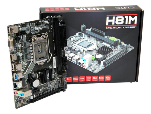 Placa Mãe Ntc H81m Lga1150 2xddr3 Chipset H81 Matx Cor Preto