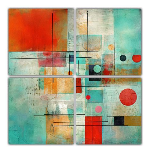 40x40cm Cuatro Cuadros Concepto Rectangular Modern Art Digit
