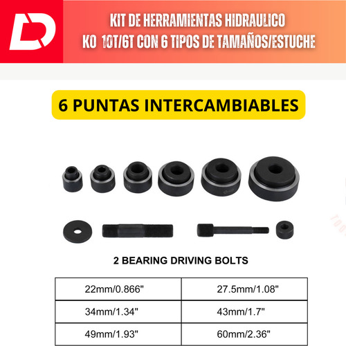 Sacabocados Hidraulico Ponchador De 1/2 A 2 Pulg Uso Rudo