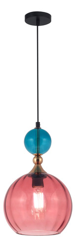 Lampara Colgante Globo Vidrio Rojo Azul Poly Leuk