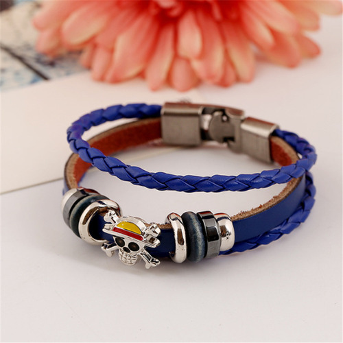 Pulsera De Cuero Con Calavera Punk