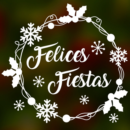 Imagen 3 de 3 de Vinilo Autoadhesivo Navidad Frase Con Guirnalda