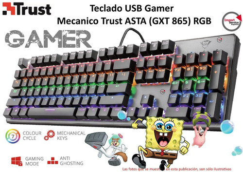 Teclado Usb Gamer Mecanico Trust Asta  (gxt 865) Rgb