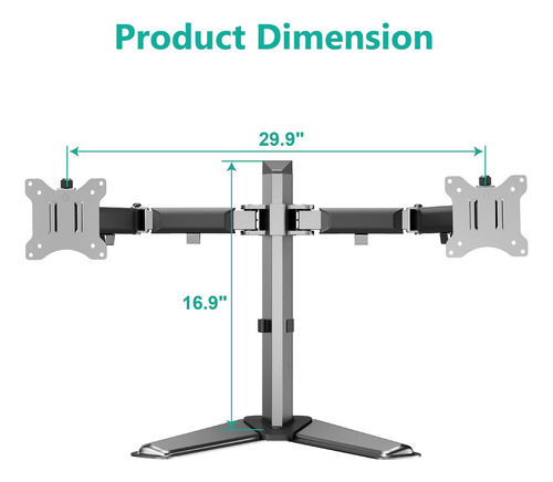 Suporte De Monitor Duplo Wali Mf002n Para 2 Monitores De Até