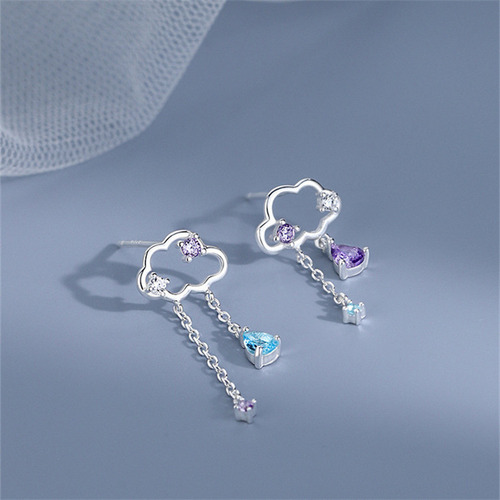 Pendientes Asimétricos Arete Con Forma De Nube Hueca Para Mu
