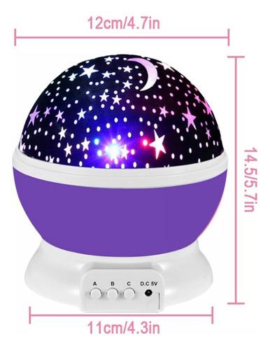 Lampara Proyector De Estrellas Luces Led, Morado,usb O Pilas