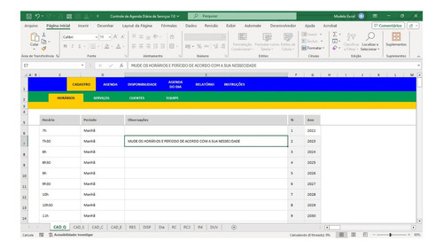 Planilha De Controle E Agenda Diária De Serviços 7.0