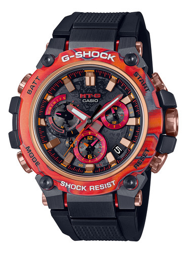 Pulseira de relógio masculina Casio MTG-B3000FR-1ADR G-Shock Cor da moldura preta Cor de fundo preta