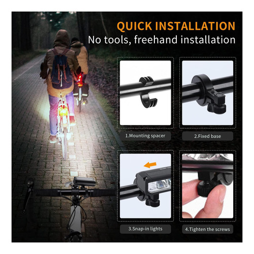 Luces De Bicicleta Led Súper Brillantes, (900lúmenes) Usb De
