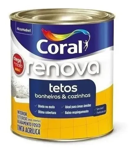 Tinta Coral Renova Tetos Banheiros E Cozinhas 900ml - Branco