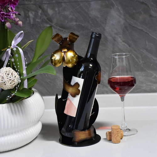 Suporte Para Garrafas De Vinho Em Formato De Cachorro,