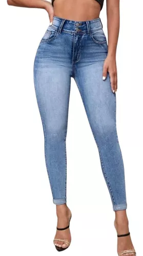 Jeans Dama Seven Push Up Colombiano Cintura Alta Moda Mujer