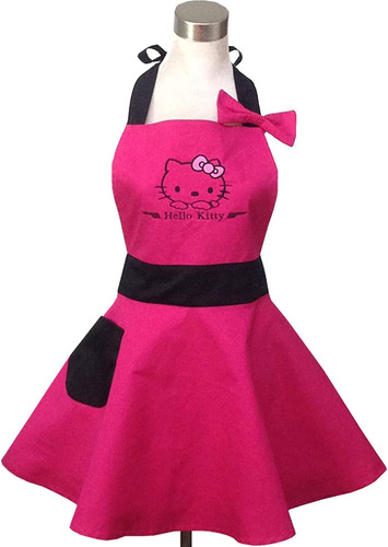 Lovely Hello Kitty Pink Retro Kitchen Aprons For Woman Girl 