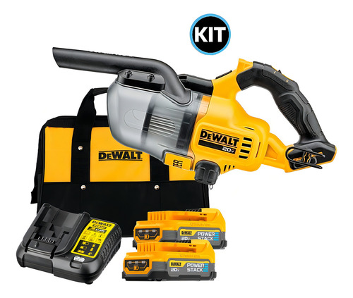 Aspirador de Pó Portátil Sem Fio Dewalt, Modelo DCV501HB, Ferramenta Ideal para Limpeza de Canteiros de Obra, Kit Acompanha 2 Baterias, 1 Carregador e Bolsa para Transporte, 20V