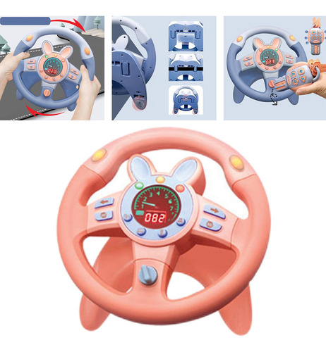 / Volante Simulado, Brinquedo De Direção Rosa Redonda