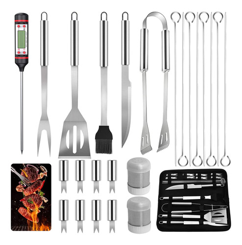 25pcs Utensilios Para Barbacoa Acero Inoxidable De Bbq