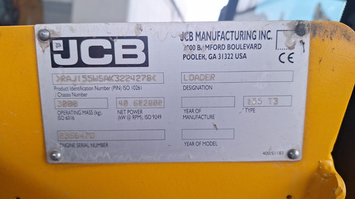 Mini Carregadeira Jcb155 2019 Peso 2970 Kg Carga 703 Kg Top!
