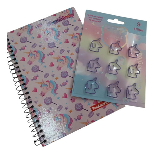 Kit Fofo Papelaria Mágica Escolar Escritório Caderno E Clips