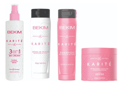 Kit Shampoo + Mascara + Cr De Peinar + Bb Cream Karite Bekim