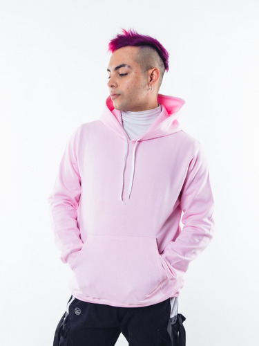 Poleron Pink Canguro Hombre Relaxed Fit Para Estampar