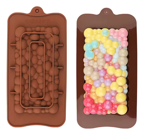 Molde Silicona Tableta De Chocolate Burbujas Bubble Sparklin Marrón
