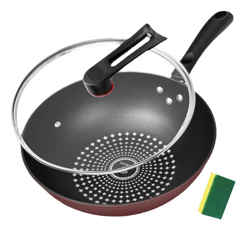 Sartén Wok De Acero Inoxidable Con Tapa, Utensilios De