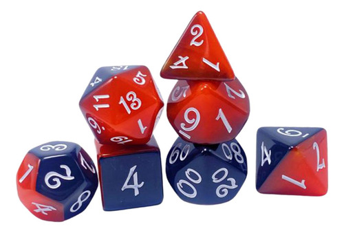 2 Conjunto De Dados Poliédricos De 7 Peças, Vermelho Azul