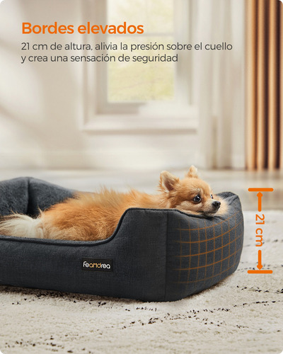 Feandrea Cama Para Perros Sofá Para Mascotas Bordes Elevados Color Gris oscuro