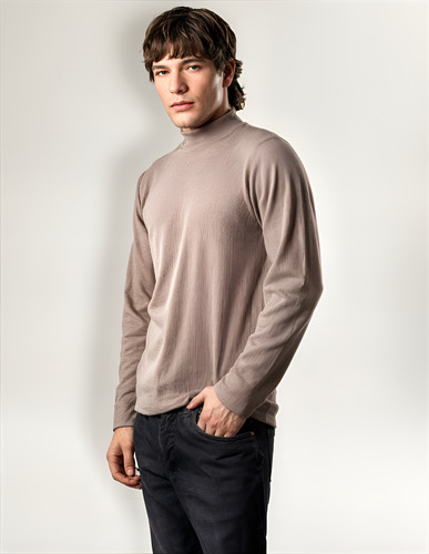 Polera Sweater Hombre Algodon Liso Cuello Alto