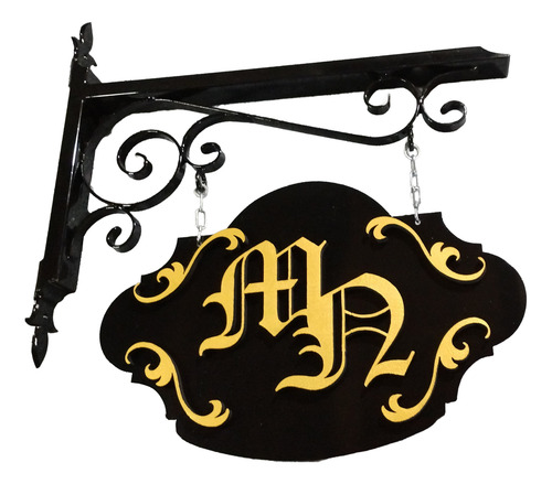 Cartel Colgante De Hierro Con Logo O Letras En Impresion 3d Negro