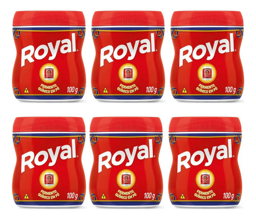 Kit C/6 Fermento Químico Em Pó Royal 100g